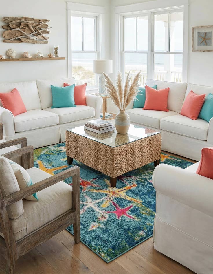 Detail image of 6' 1 x 6' 1  Washable Capri Square Rug