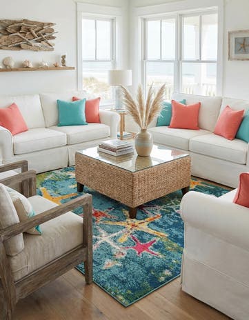 Navy Blue Washable Amalfi Square Rug