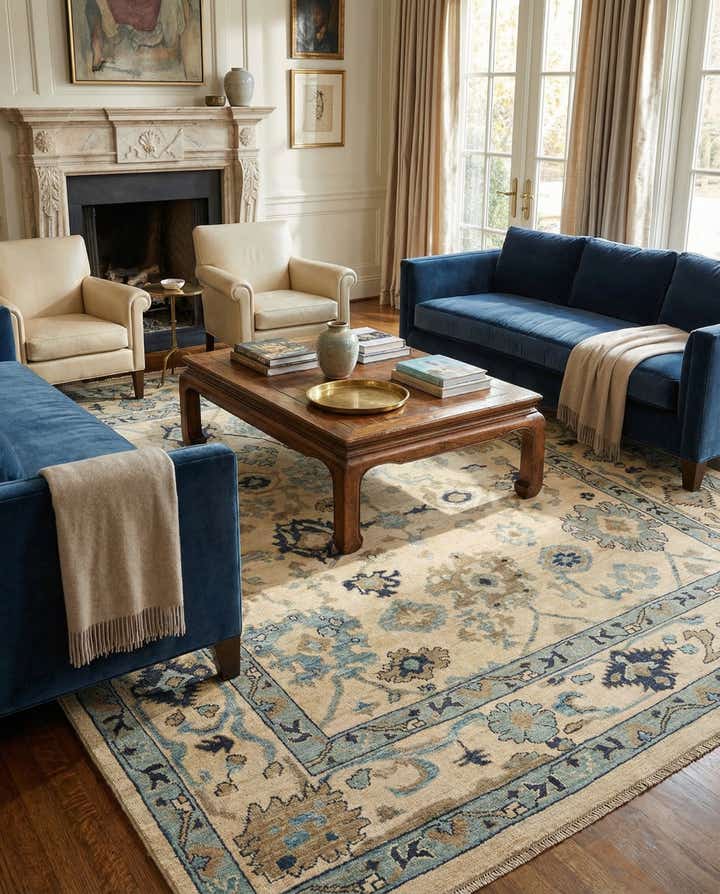 7' 10 x 9' 9 Hand Knotted Oushak Rug