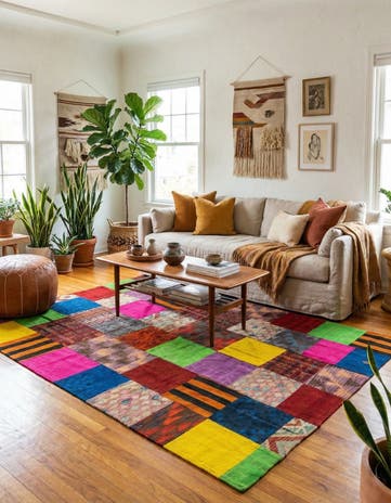 6' 7 x 9' 3 Hand Woven Kilim Patchwork Wool Rug