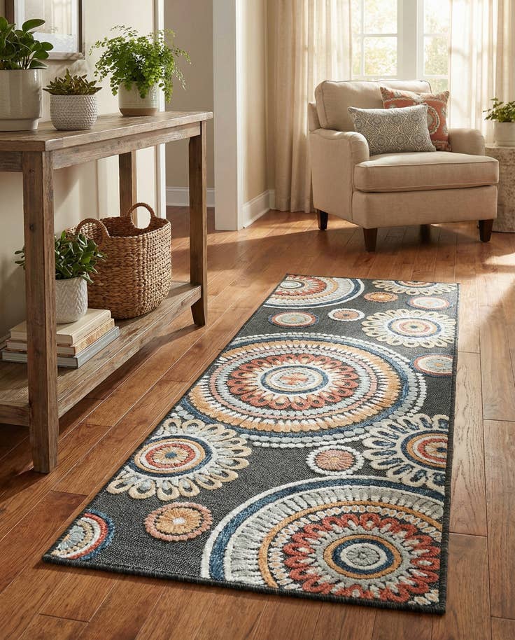 Detail image of 2' 2 x 6' Easy-Clean Botanical Indoor / Outdoor Runner Rug