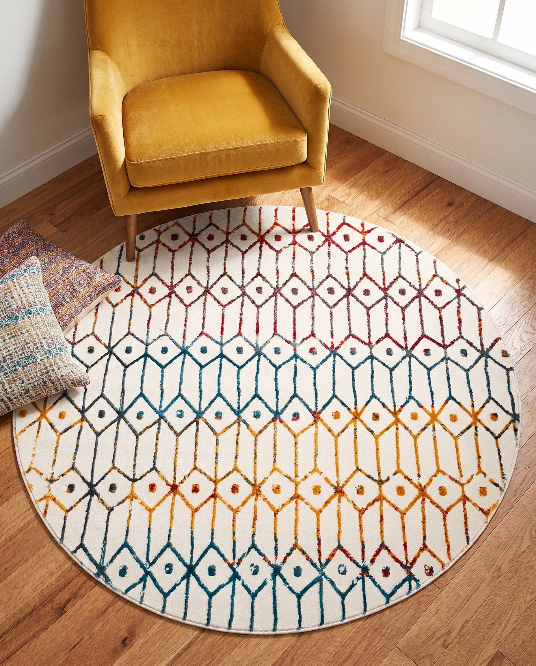 5' x 5' Lattice Trellis Round Rug