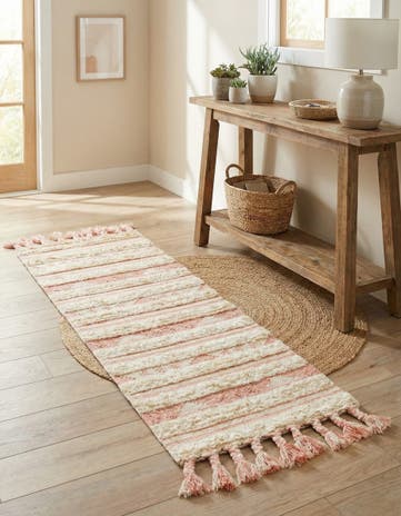 Baby Pink Hand Woven Arizona Wool Runner Rug
