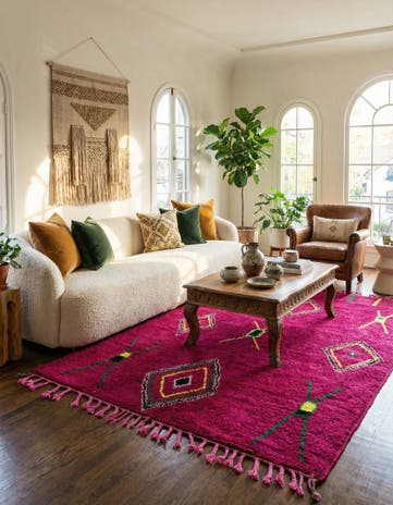 6' 8 x 9' 8 Hand Knotted Moroccan Wool Rug