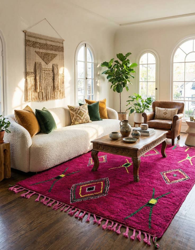 Detail image of 6' 8 x 9' 8  Hand Knotted Moroccan Wool Rug