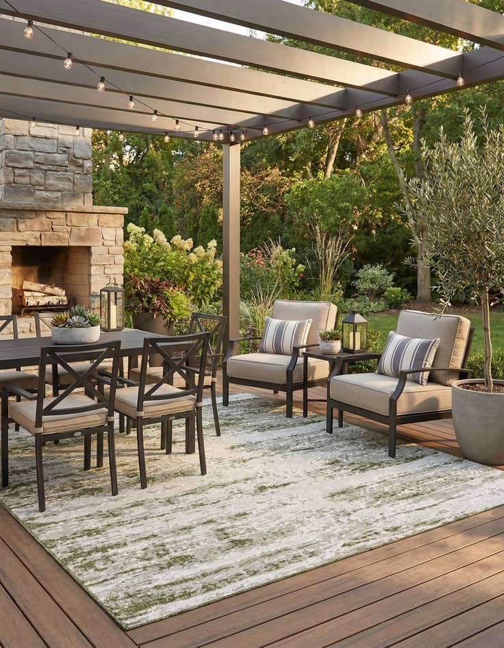 Detail image of 10' x 10'  Washable Modern Indoor / Outdoor Square Rug