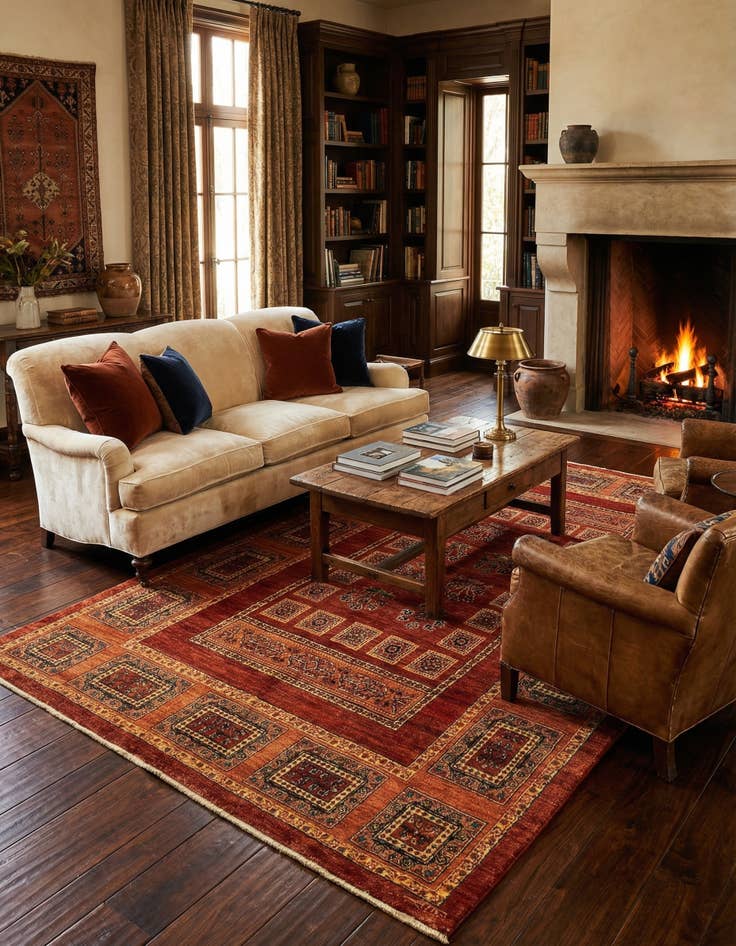 Detail image of 4' 9 x 7' 10 Luribaft Wool Rug