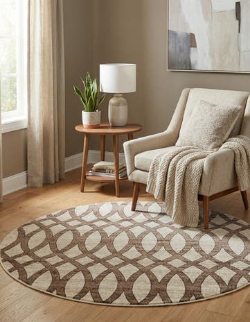 Brown Nepal Round Rug
