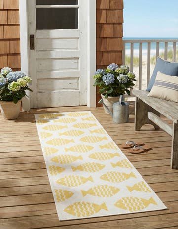 2' x 6' 1 Easy-Clean Coastal Indoor / Outdoor Runner Rug