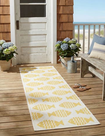 2' x 6' 1 Easy-Clean Coastal Indoor / Outdoor Runner Rug