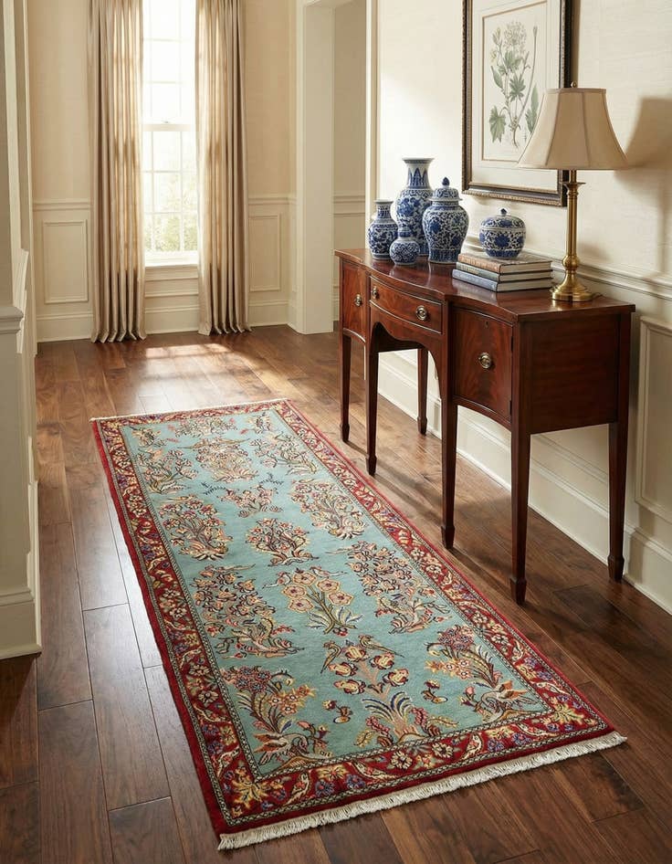 Detail image of 2' 8 x 6' 8  Hand Knotted Qom Persian Runner Rug