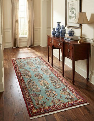 2' 8 x 6' 8 Hand Knotted Qom Persian Runner Rug