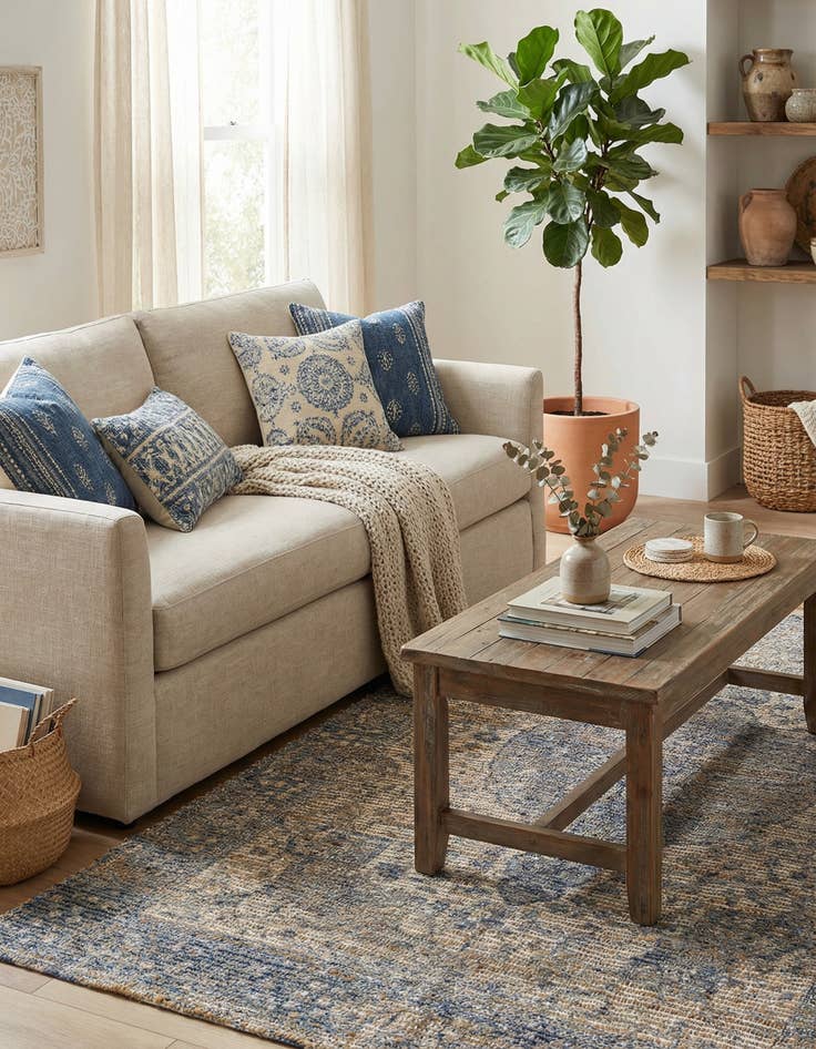 Detail image of 4' 1 x 6' 1  Hand Woven Chenille Jute Rug