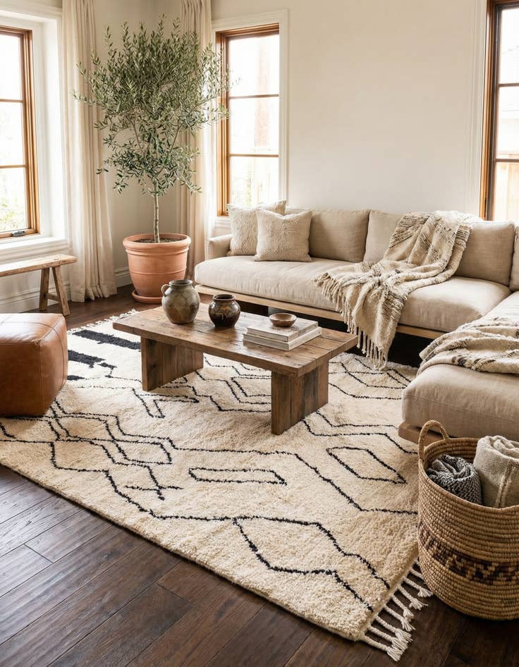 Detail image of 6' 3 x 9' 5  Hand Knotted Moroccan Wool Rug