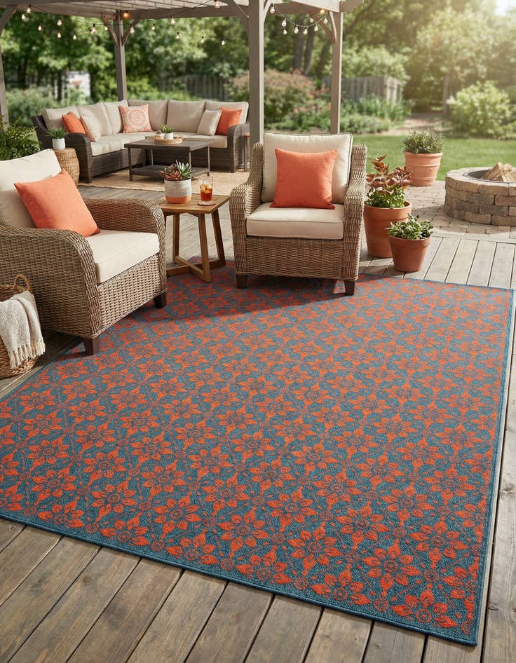 Detail image of 9' x 12' Easy-Clean Trellis Indoor / Outdoor Rug