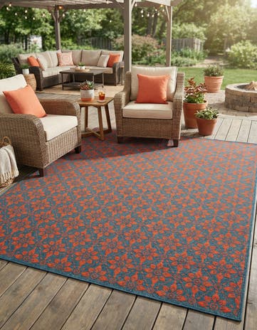 9' x 12' Easy-Clean Lattice Indoor / Outdoor Rug