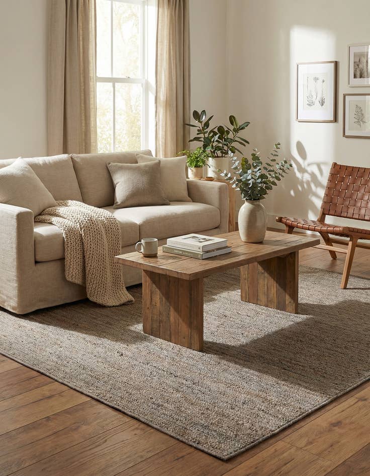 Detail image of 8' x 8'  Hand Braided Jute Square Rug