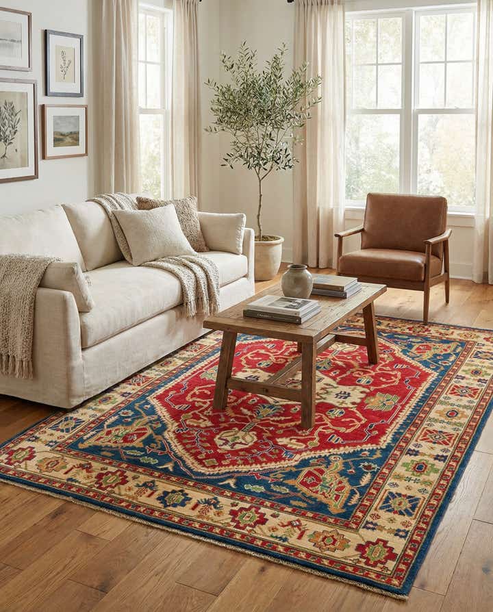 5' 7 x 8' Hand Knotted Kazak Rug