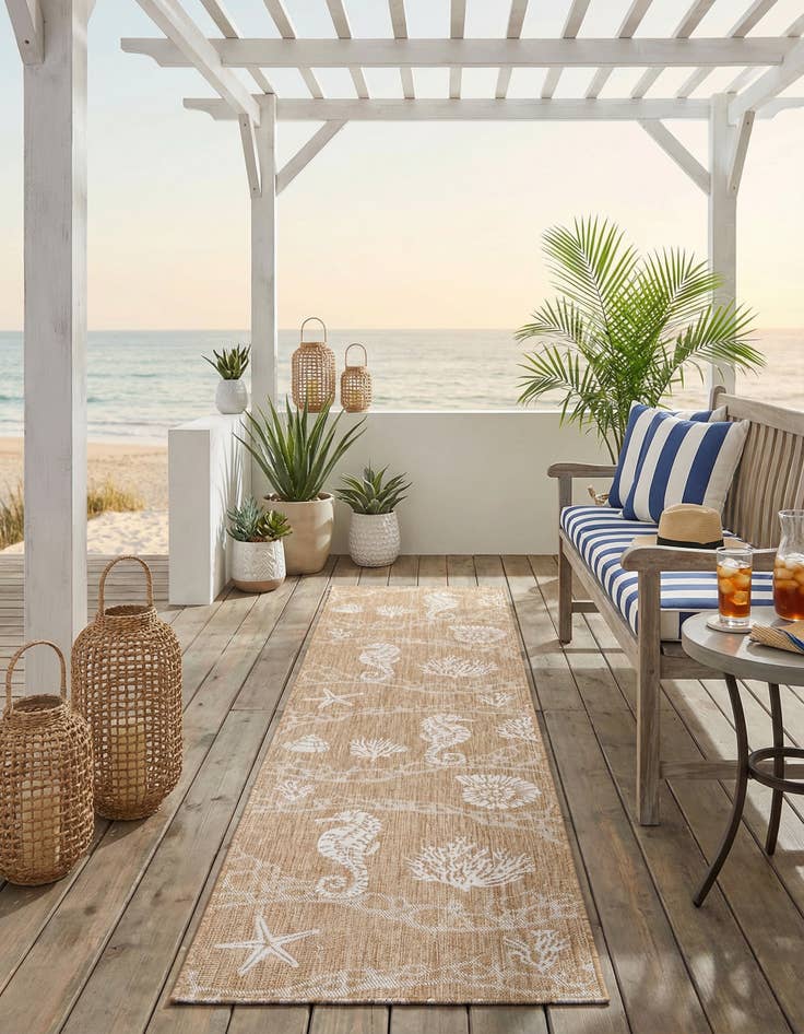 Detail image of 2' 7 x 12'  Washable Coastal Indoor / Outdoor Runner Rug