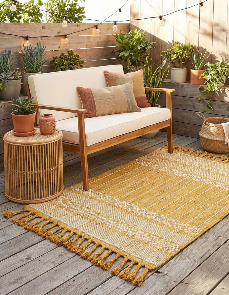 Detail image of 4' 1 x 6' 1  Washable Eco Bohemian Indoor / Outdoor Rug