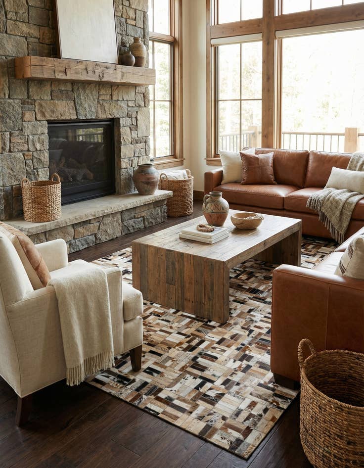 Detail image of  5' x 8' Cowhide - Patchwork Rug