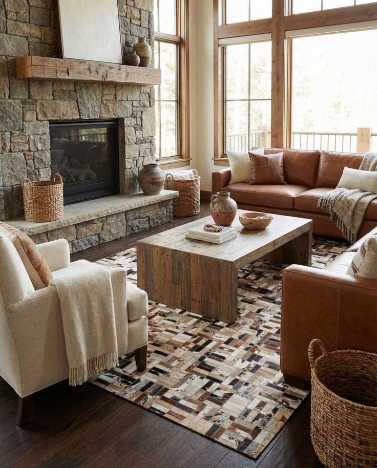 Detail image of 5' x 8' Cowhide - Patchwork Rug