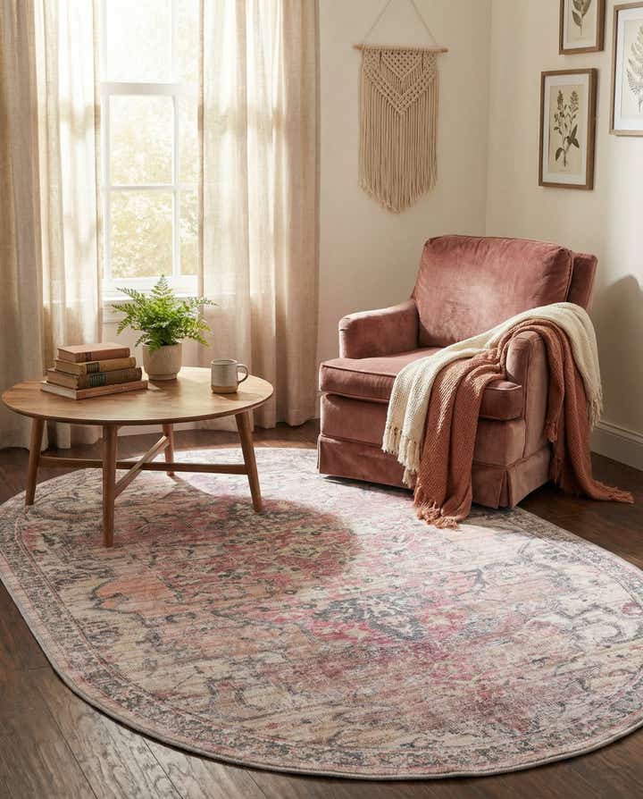 5' 3 x 8' Washable Nostalgia Oval Rug