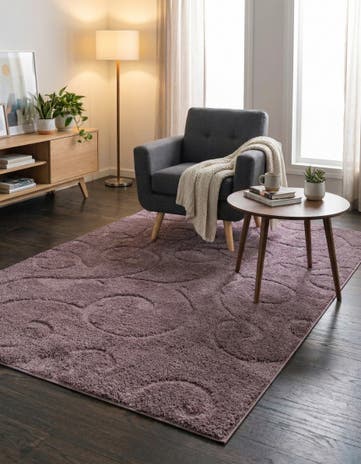 Violet Botanical Shag Rug