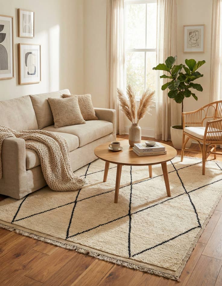 Detail image of 5' 5 x 6' 7  Hand Knotted Moroccan Wool Square Rug