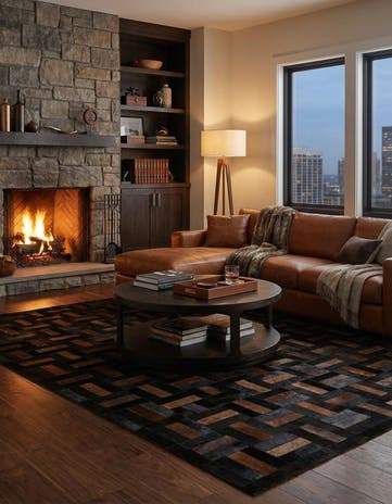 5' 2 x 8' Cowhide - Patchwork Rug