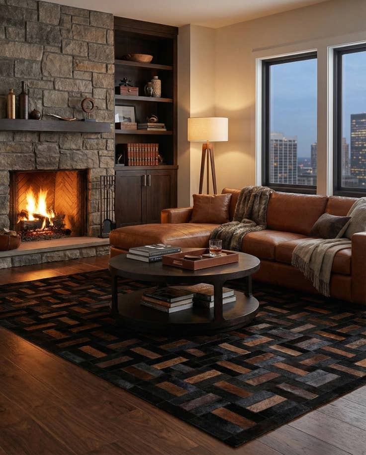 Detail image of 5' 2 x 8' Cowhide - Patchwork Rug