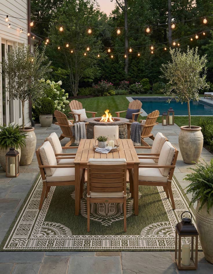 Detail image of 10' x 14'  Washable Traditional Indoor / Outdoor Rug