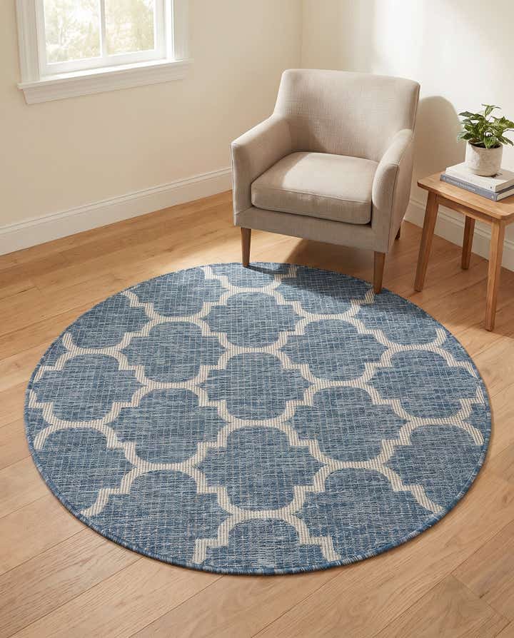 4' x 4' Easy-Clean Trellis Indoor / Outdoor Round Rug