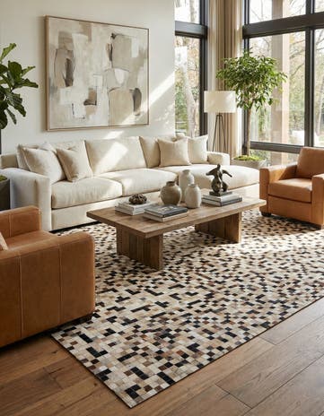 8' 1 x 10' Cowhide Leather Rug