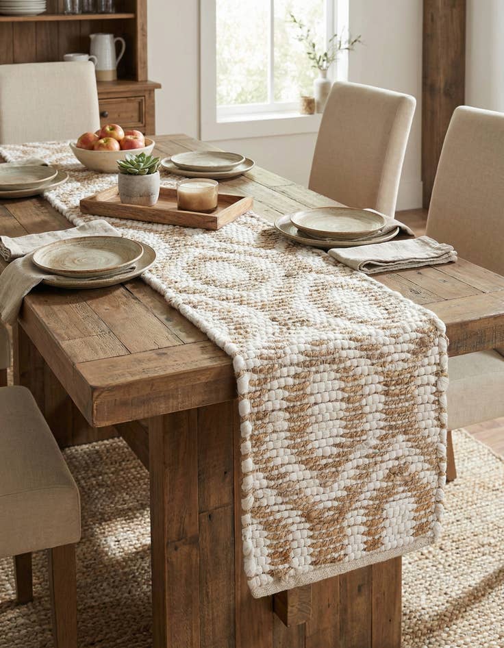 Detail image of  1' 2 x 5' Chindi Jute Table Runner Rug