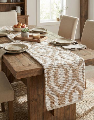 White Chindi Jute Table Runner Rug