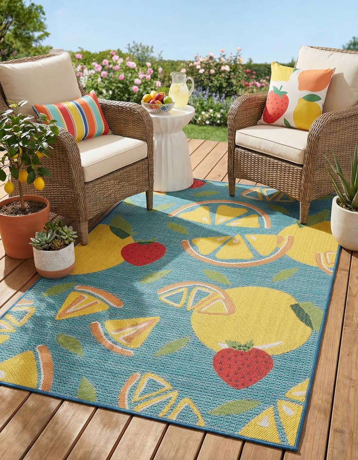 Detail image of 5' 3 x 8'  Washable Baja Indoor / Outdoor Rug