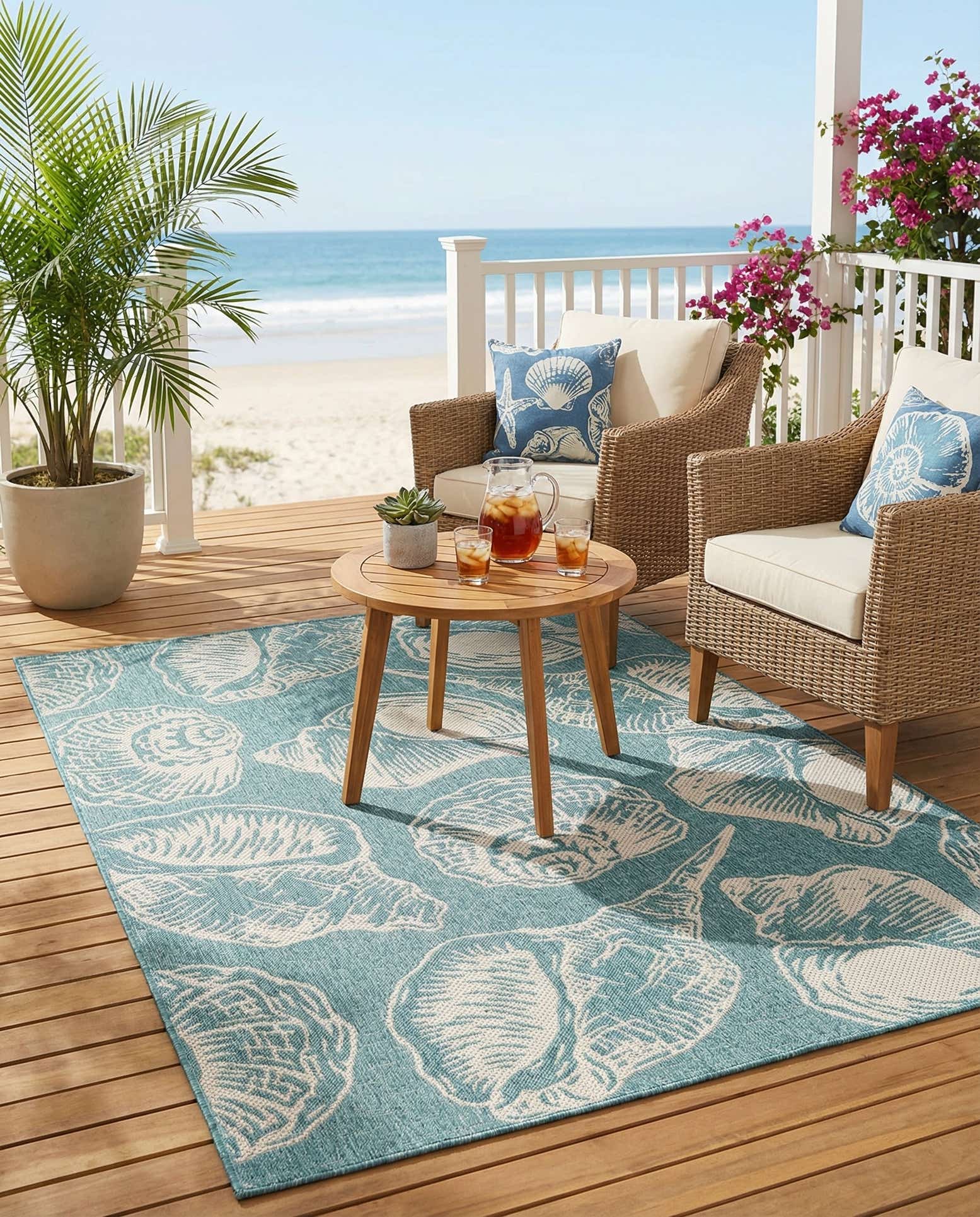 5' 3 x 8' Easy-Clean Coastal Indoor / Outdoor Rug