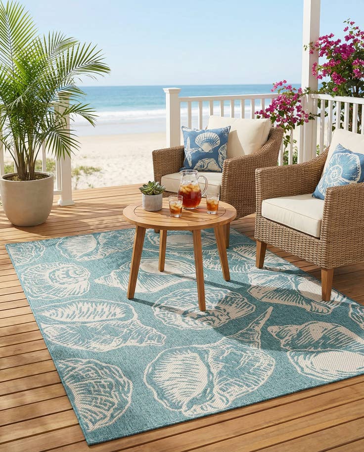 Detail image of 5' 3 x 8' Easy-Clean Coastal Indoor / Outdoor Rug