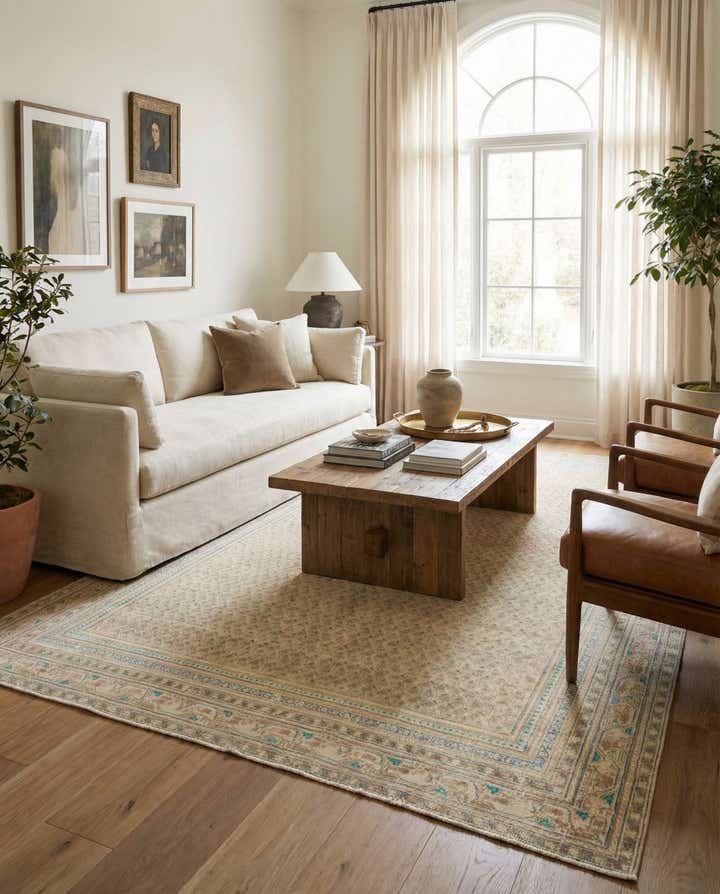 6' x 9' 6 Hand Knotted Ultra Vintage Persian Wool Rug