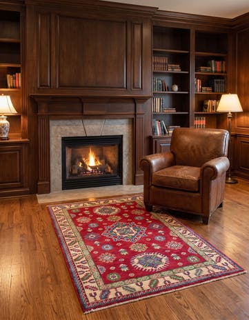 3' 5 x 4' 11 Hand Knotted Kazak Rug