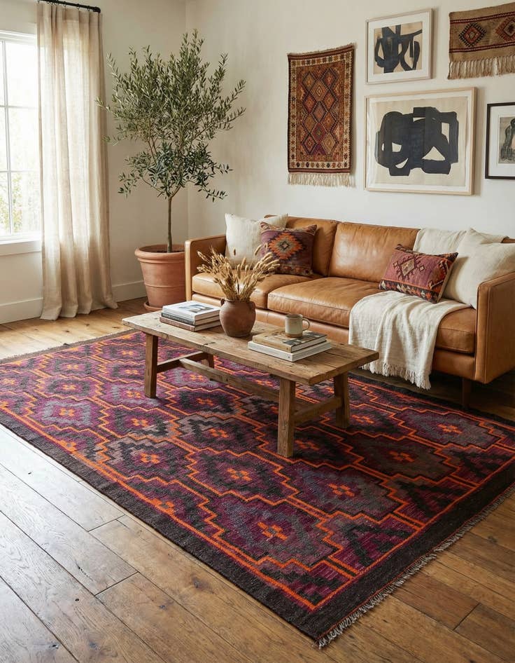 Detail image of 5' 11 x 10' 4  Hand Woven Kilim Fars Wool Rug