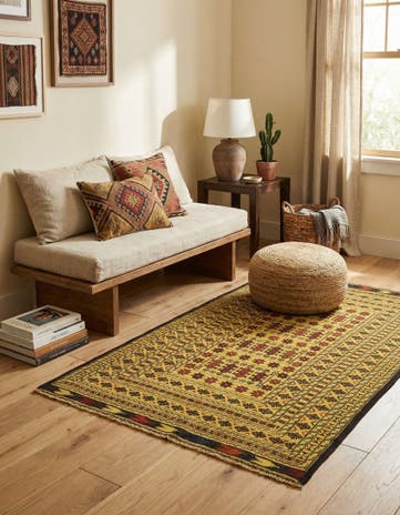 4' x 6' 4 Hand Woven Kilim Afghan Wool Rug