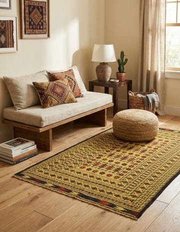 4' x 6' 4 Hand Woven Kilim Afghan Wool Rug