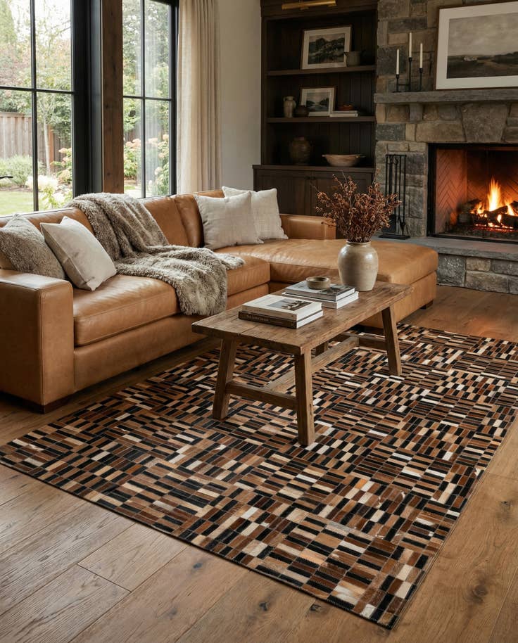 Detail image of 5' 1 x 7' 10 Cowhide - Patchwork Rug