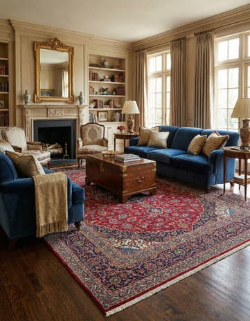 9' 6 x 12' 10 Hand Knotted Kashan Persian Wool Rug