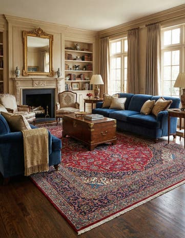 9' 6 x 12' 10 Hand Knotted Kashan Persian Wool Rug