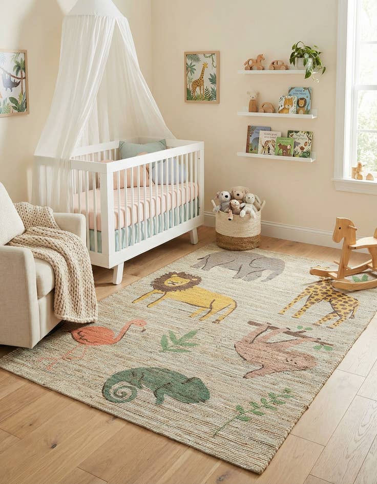 Detail image of 6' 1 x 9'  Hand Woven Chenille Jute Rug