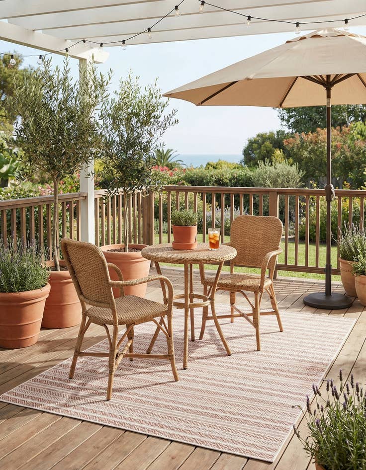 Detail image of  5' 3 x 8'  Washable Ribbon Indoor / Outdoor Rug