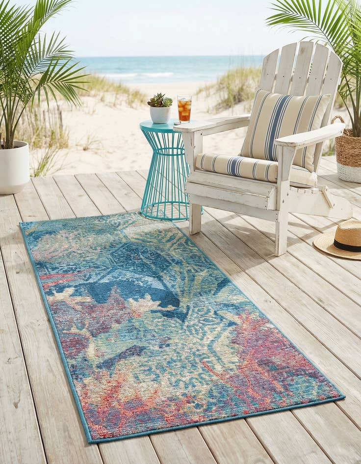 Detail image of 2' x 4'  Washable Coastal Indoor / Outdoor Runner Rug